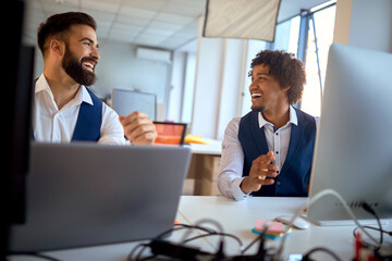 Young male colleagues having a break together