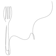 Fork one line drawing. Vector illustration