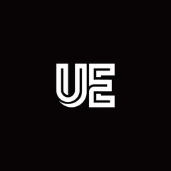 UE monogram logo with abstract line