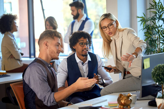 Young colleagues having a break together