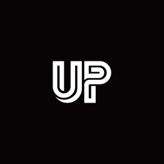 UP monogram logo with abstract line