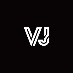 VJ monogram logo with abstract line