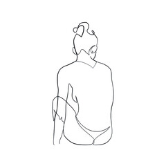 Minimal line vector woman. Linear glamour portrait woman. Portrait of girl. Linear glamour logo in minimal style for beauty salon, beautician, makeup artist, stylist. Hand drawn art.