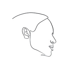 Linear portrait. Profile of woman drawn by one continuous line. Minimal fashion beauty concept. 