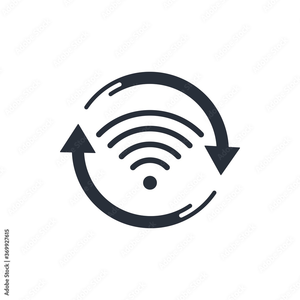 Poster communication signal and rotation arrows. vector icon isolated on white background. find signal