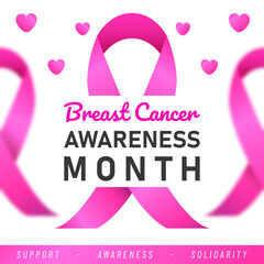 World Breast Cancer poster. web banner. Breast Cancer Awareness Pink Ribbon. Vector illustration.