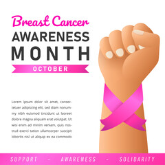 World Breast Cancer poster. web banner. Breast Cancer Awareness Pink Ribbon. Vector illustration.