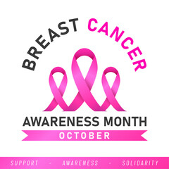 World Breast Cancer poster. web banner. Breast Cancer Awareness Pink Ribbon. Vector illustration.