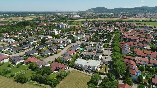 Aerial shot on district Egelsberg of city Weilheim an der Teck in Germany 4 of 7