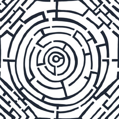 Seamless pattern with round labyrinth. Surface design.