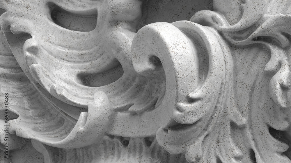 Aufkleber 3d render of abstract statue element. elegant decorative background. closeup.