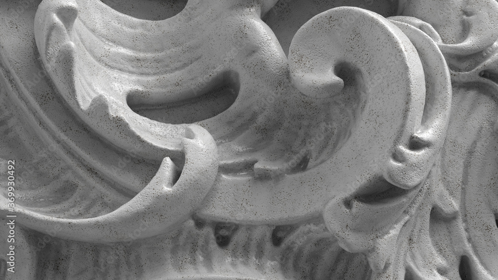 Poster 3d render of abstract statue element. elegant decorative background. closeup.