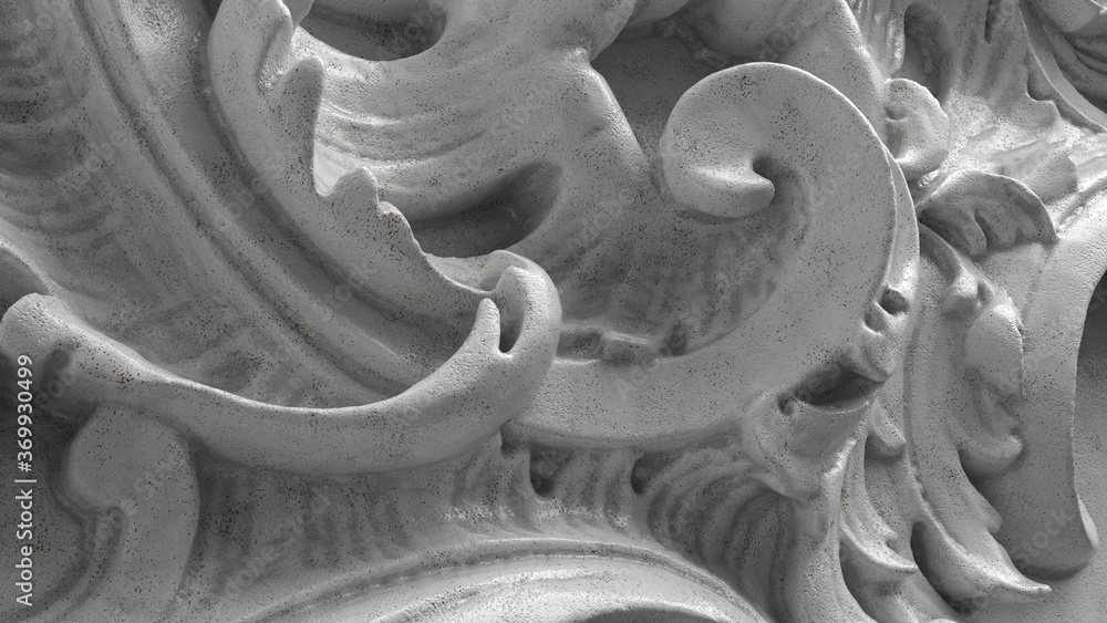 Poster 3d render of abstract statue element. elegant decorative background. closeup.