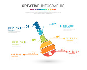 creative business key info-graphics flat design for present business related information concept vector