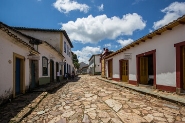 View of stone streets and architecture of Tiradentes - Minas Gerais - Brazil