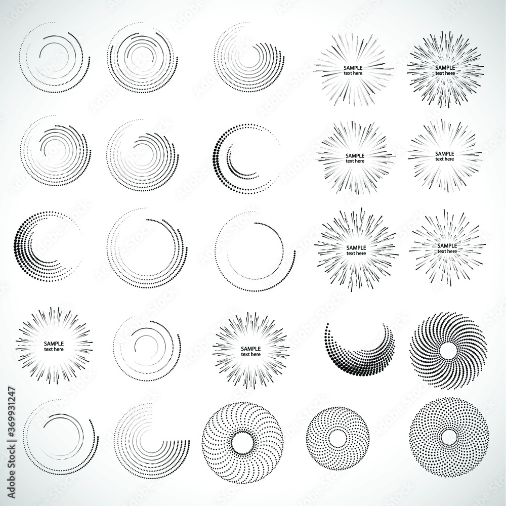 Poster halftone dots in circle form. round logo . vector dotted frame . design element