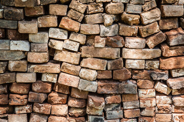 Background of mud brick - vintage and used bricks