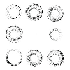 Halftone dots in circle form. round logo . vector dotted frame . design element