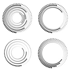 Halftone dots in circle form. round logo . vector dotted frame . design element