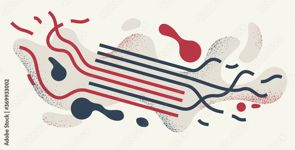 Poster geometric artistic vector background with lines splats and textures, abstract modern art composition