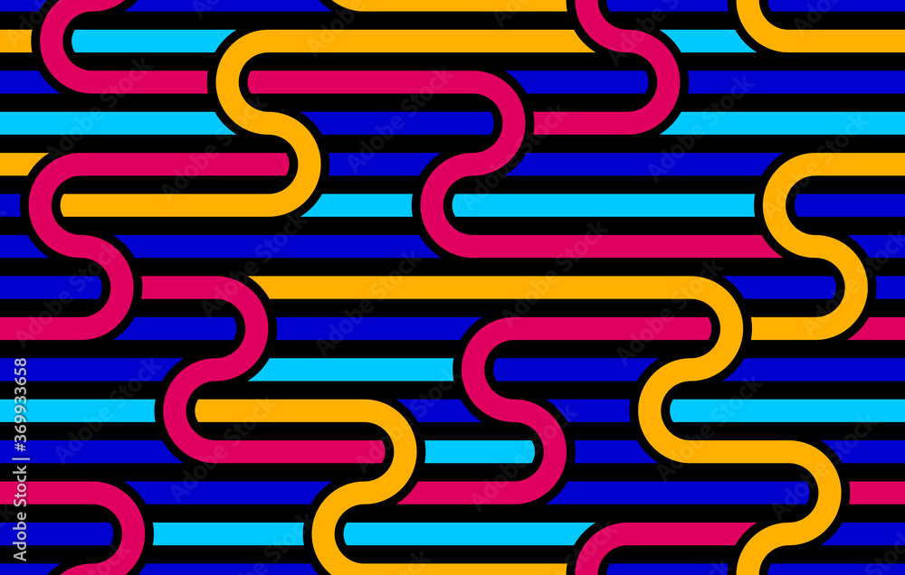Poster linear seamless background with twisted lines, vector abstract geometric pattern, stripy weaving, op
