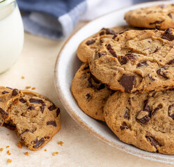Chocolate Chip Cookies on a Plate