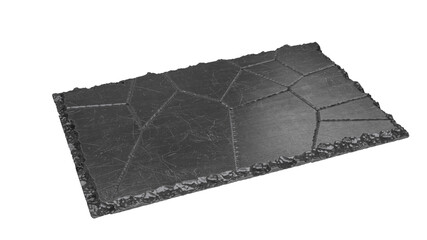 single black stone plate for serving food in a restaurant 3d render on white no shadow