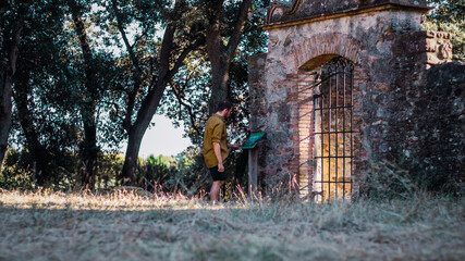 A young guy doing tourism