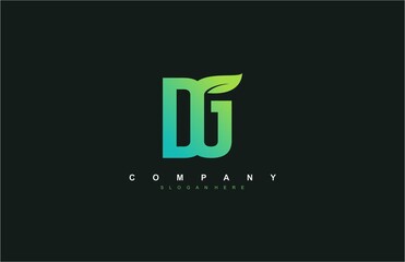 Letter DG with leaf logo icon design template