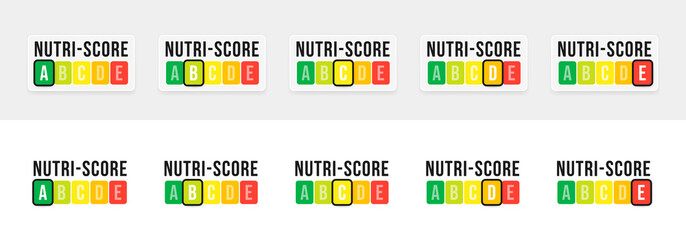 Nutri-Score system in France. Sign health care for packaging. Vector
