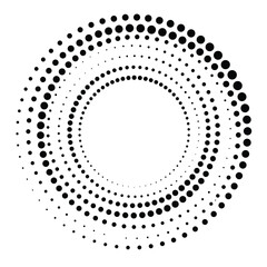 Halftone dots in circle form. round logo . vector dotted frame . design element