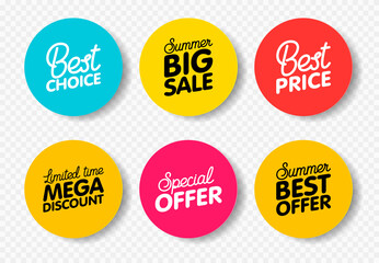 Vector set of modern colorful labels for greetings and promotion.