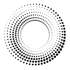 Halftone dots in circle form. round logo . vector dotted frame . design element