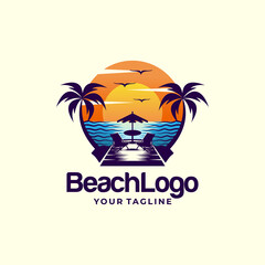 Beach logo design Vector template