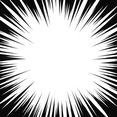 Naklejka premium Comic book radial lines. Comics background with motion, speed lines. Vector illustration.