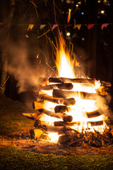 Campfire of traditional June festivities in countryside of São Paulo state - Brazil