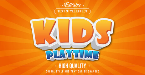 Fototapeta na wymiar Editable text style effect - Kids cartoon theme style.