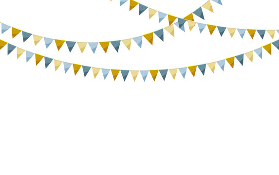 Paper Bunting Party Flags Isolated On White