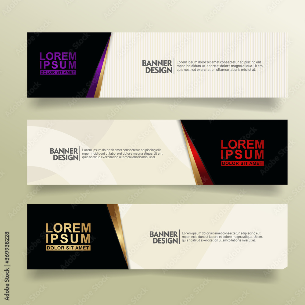 Aufkleber set abstract banner template design with flow line shape ornate on modern pattern background