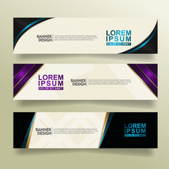 set abstract banner template design with flow line shape ornate on modern pattern background