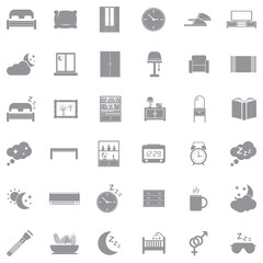 Bedroom Icons. Gray Flat Design. Vector Illustration.
