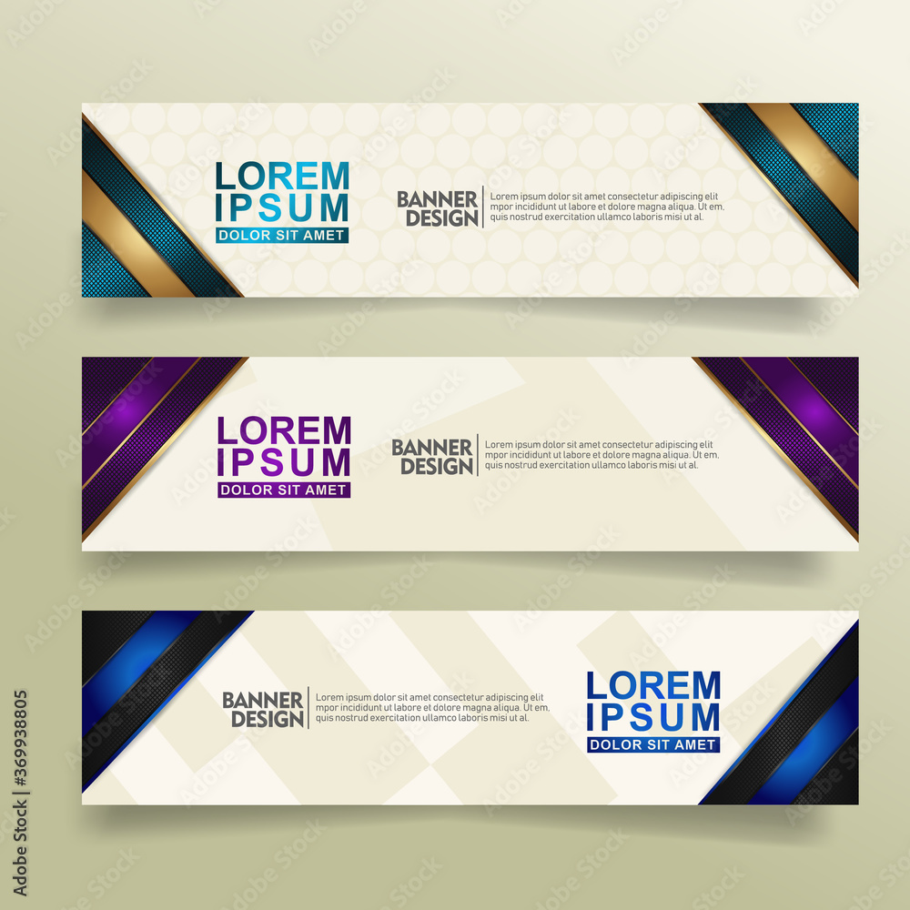 Aufkleber set abstract banner template design with flow line shape ornate on modern pattern background