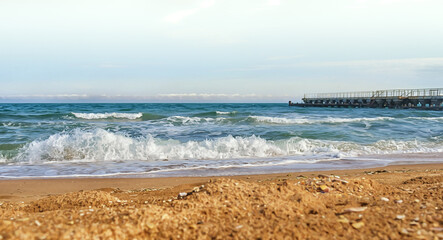 Waves of the sea break on the gold coast