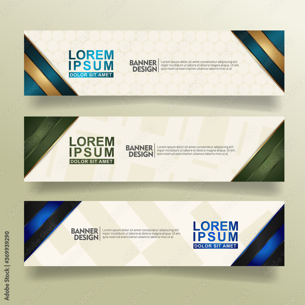 Poster set abstract banner template design with flow line shape ornate on modern pattern background
