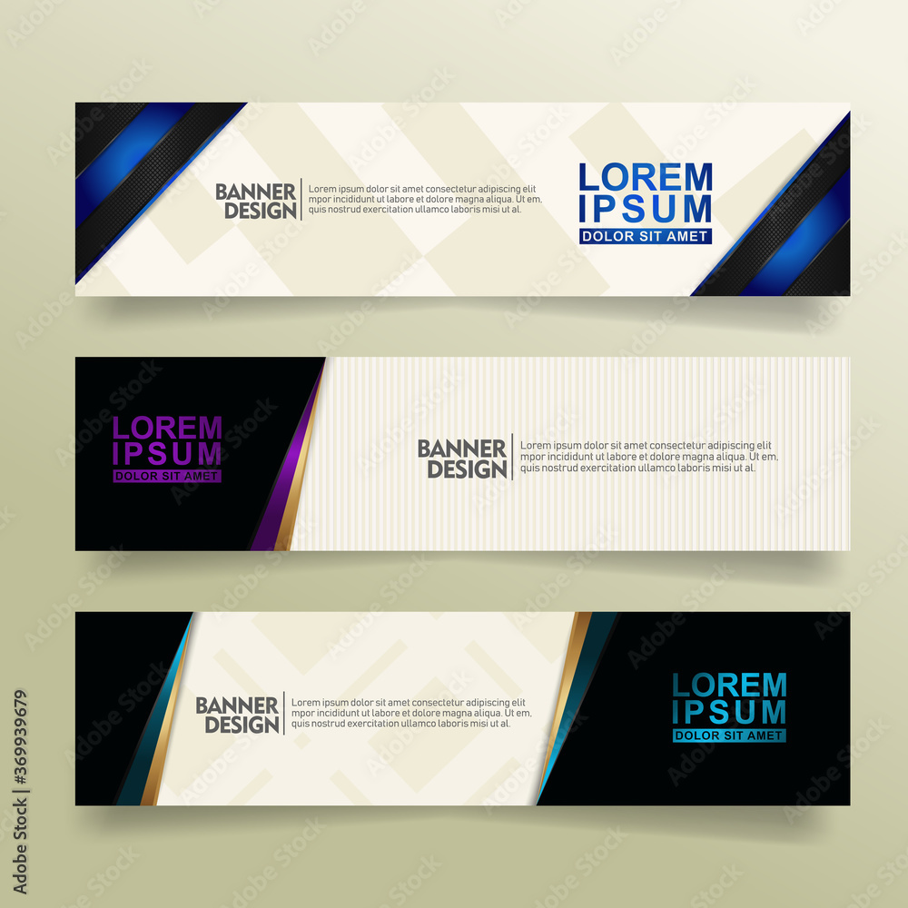 Aufkleber set abstract banner template design with flow line shape ornate on modern pattern background