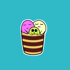 Ice Cream Witch Bucket Character Vector