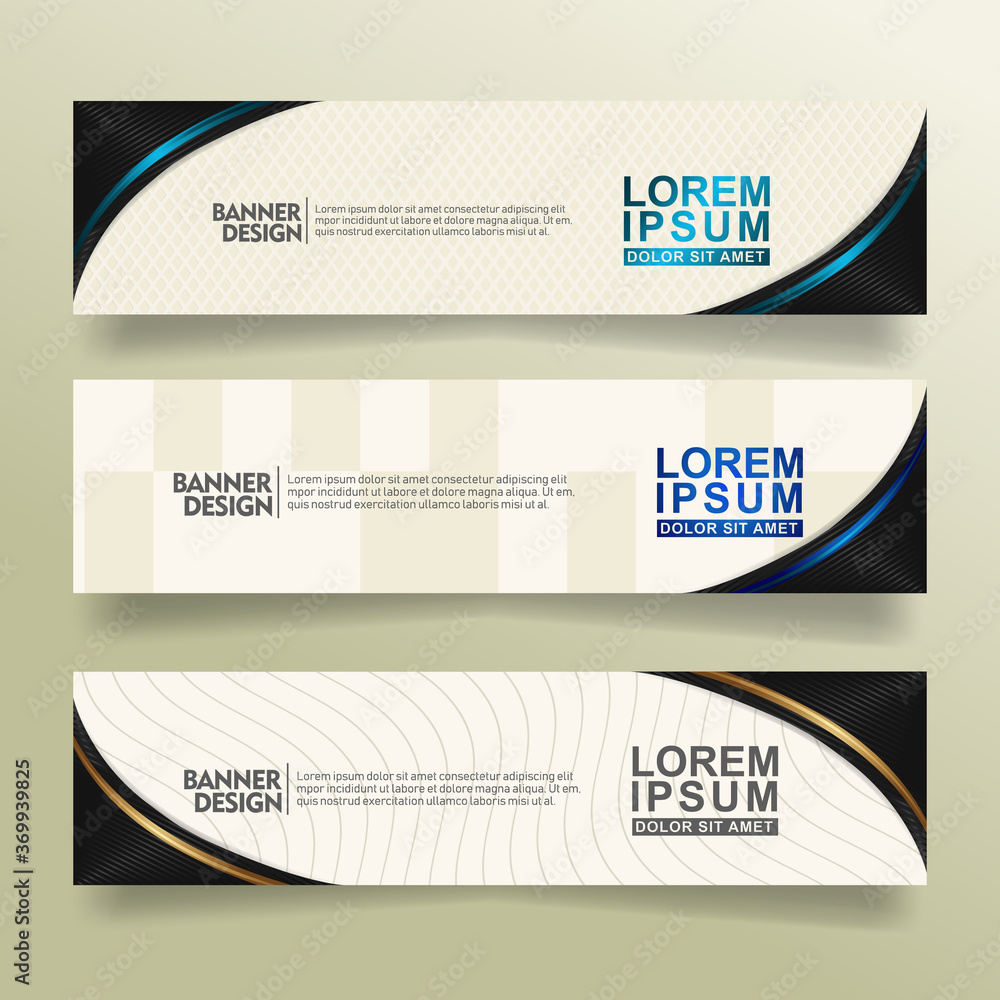 Fototapete set abstract banner template design with flow line shape ornate on modern pattern background