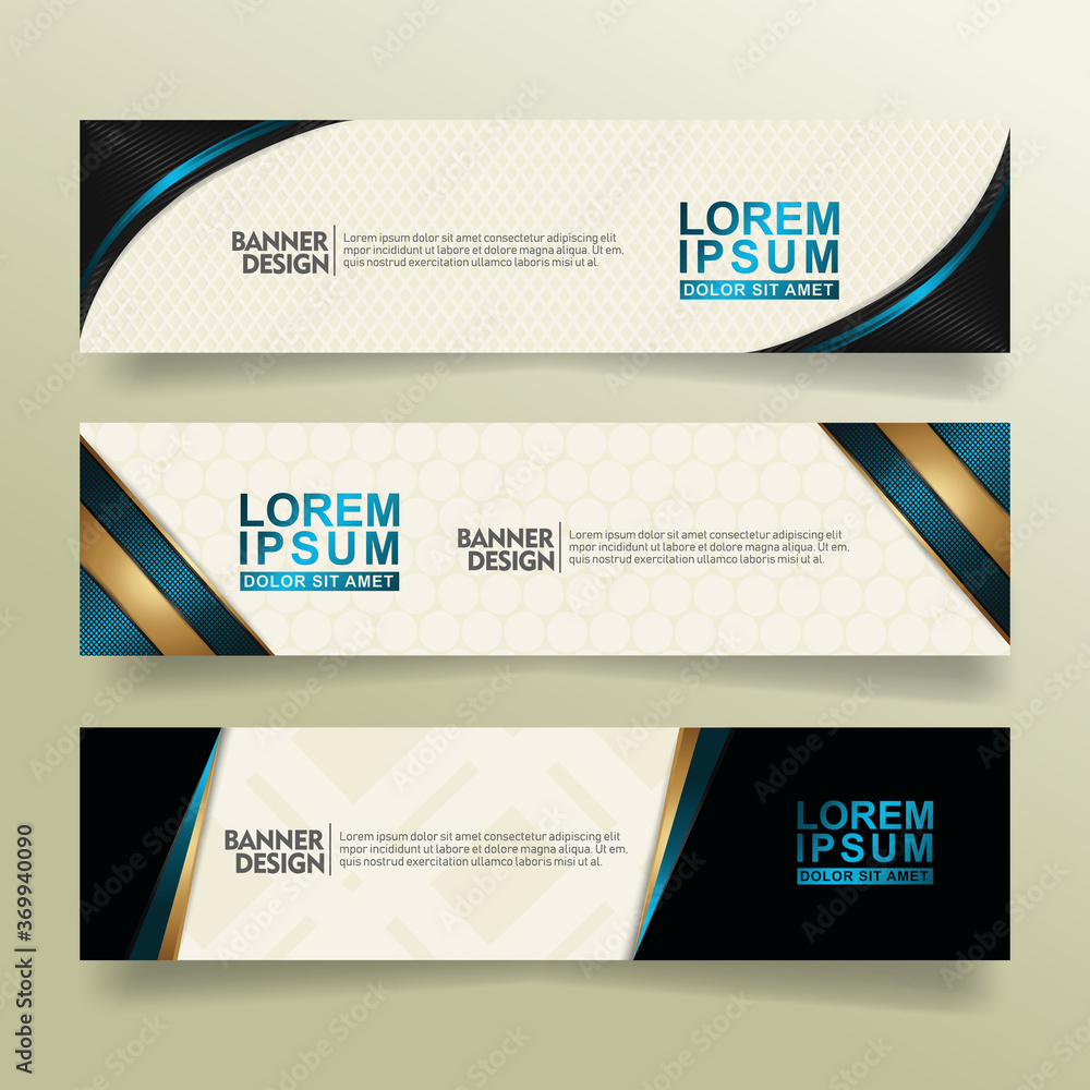 Poster set abstract banner template design with flow line shape ornate on modern pattern background