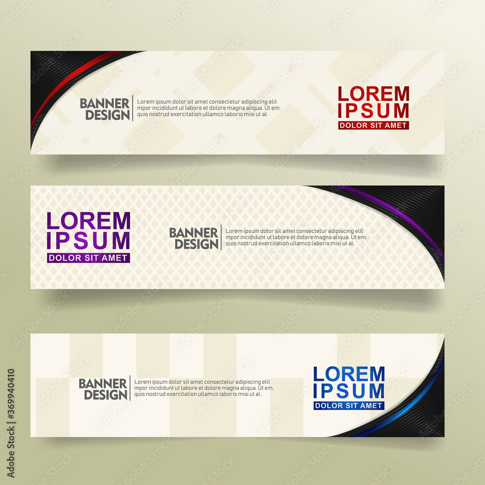 Poster set abstract banner template design with flow line shape ornate on modern pattern background