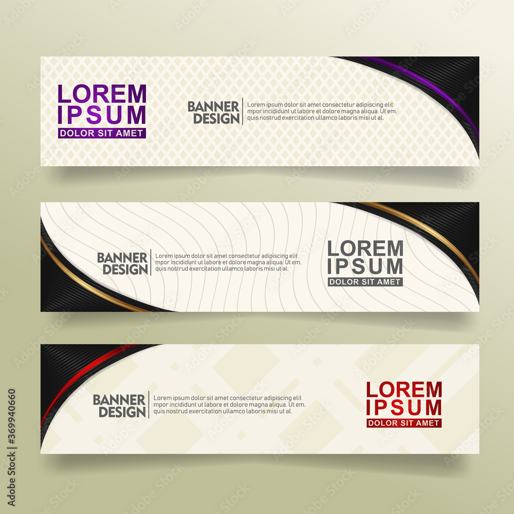 Aufkleber set abstract banner template design with flow line shape ornate on modern pattern background